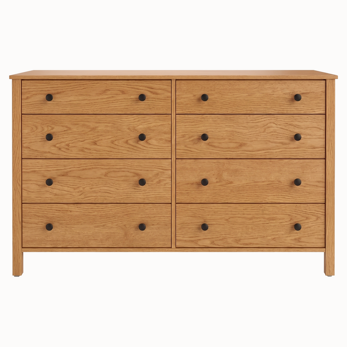 Addison Eight Drawer Dresser — Oak wood reference; selected finish may differ