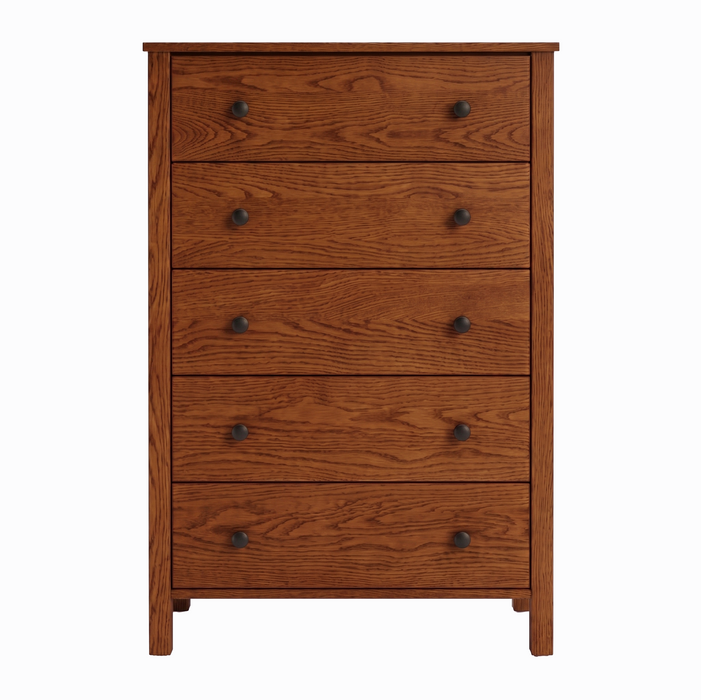 Addison Five Drawer Chest — Oak wood reference; selected finish may differ