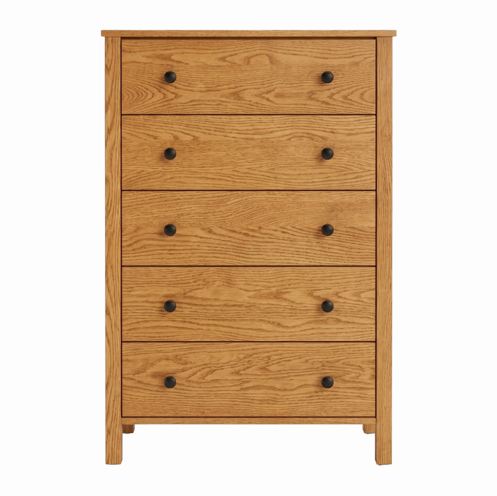 Addison Five Drawer Chest — Oak wood reference; selected finish may differ