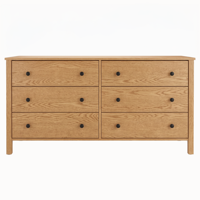 Addison Six Drawer Dresser — Oak wood reference; selected finish may differ