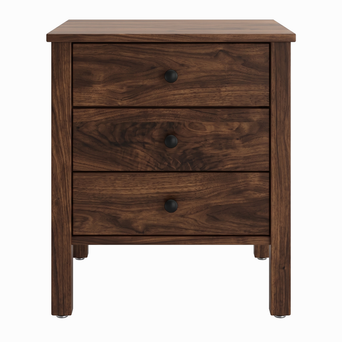 Addison Three Drawer Nightstand — Walnut wood reference; selected finish may differ