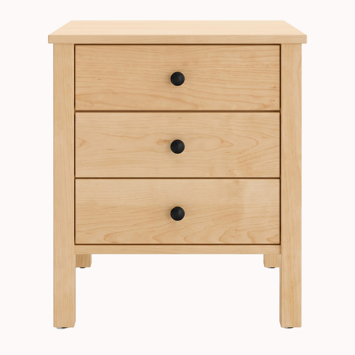 Addison Three Drawer Nightstand — Maple wood reference; selected finish may differ