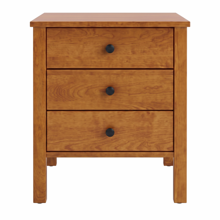 Addison Three Drawer Nightstand — Maple wood reference; selected finish may differ