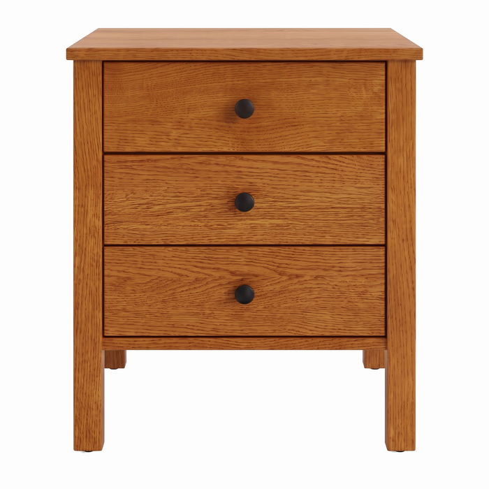 Addison Three Drawer Nightstand — Oak wood reference; selected finish may differ