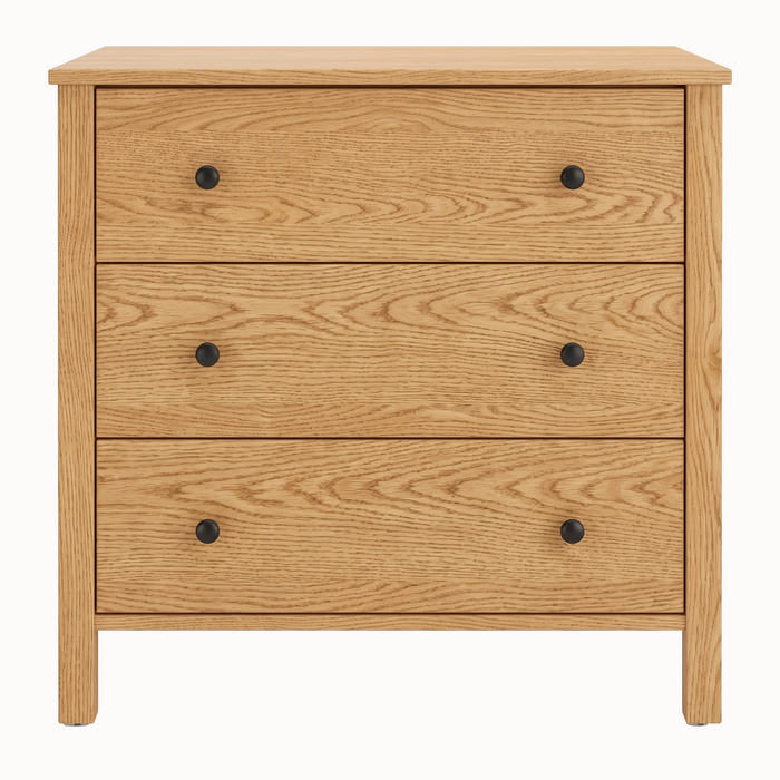 Addison Three Drawer Chest — Oak wood reference; selected finish may differ