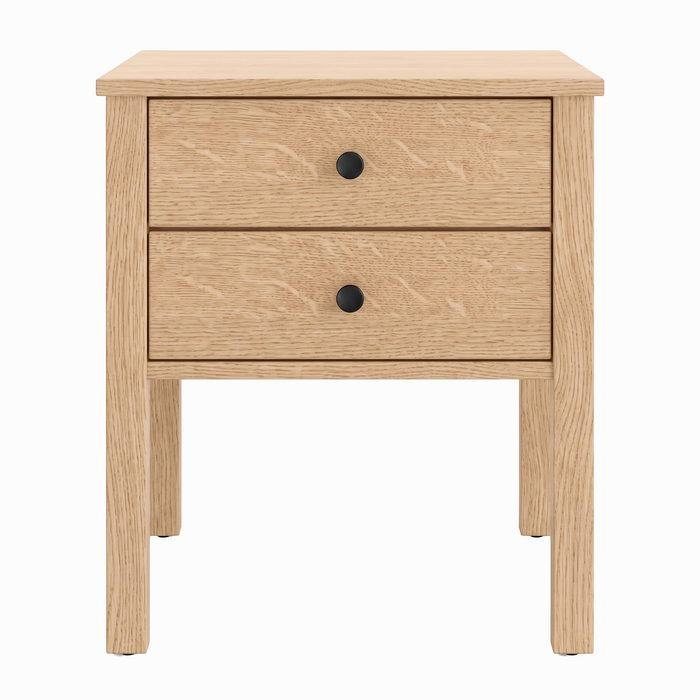 Addison Two Drawer Nightstand — Oak wood reference; selected finish may differ