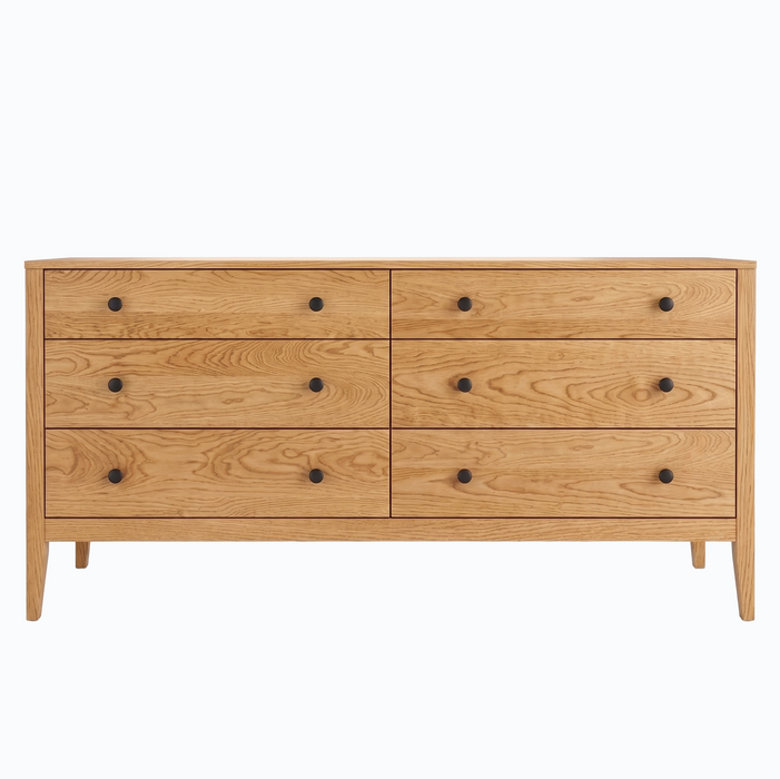 Allen Six Drawer Dresser — Oak wood reference; selected finish may differ