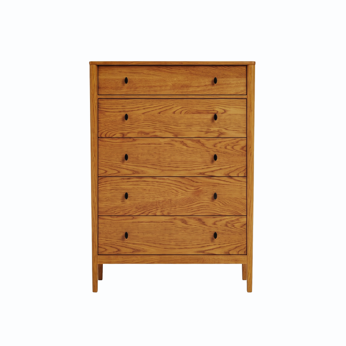 Amesbury Five Drawer Chest — Oak wood reference; selected finish may differ