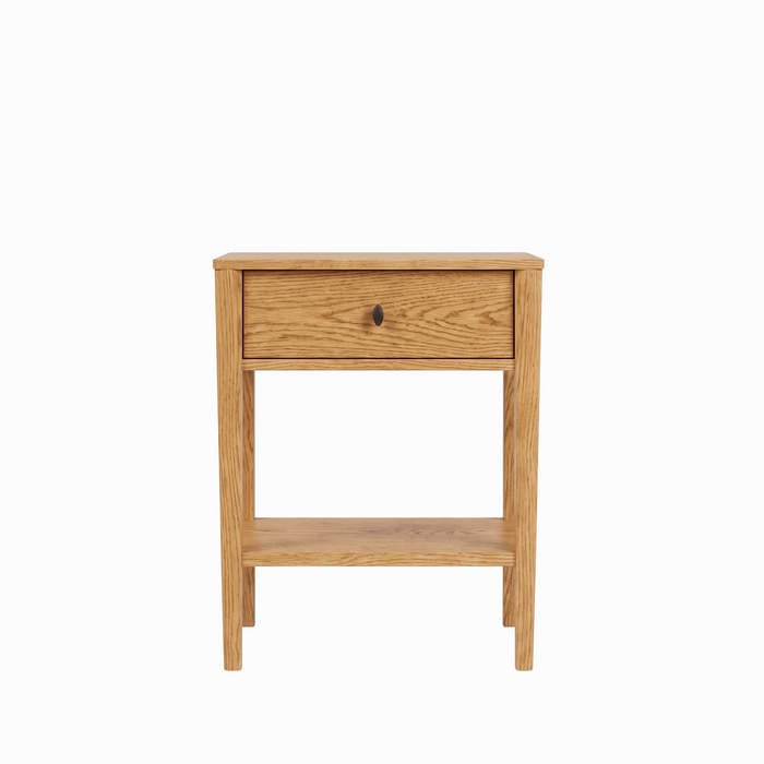 Amesbury One Drawer Nightstand — Oak wood reference; selected finish may differ