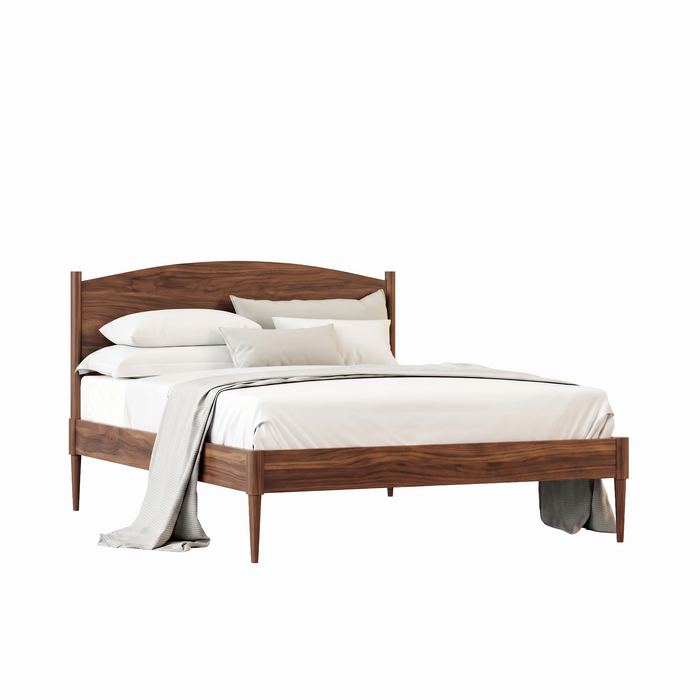 Amesbury Rounded Headboard Panel Bed Low Footboard — Walnut wood reference; selected finish may differ