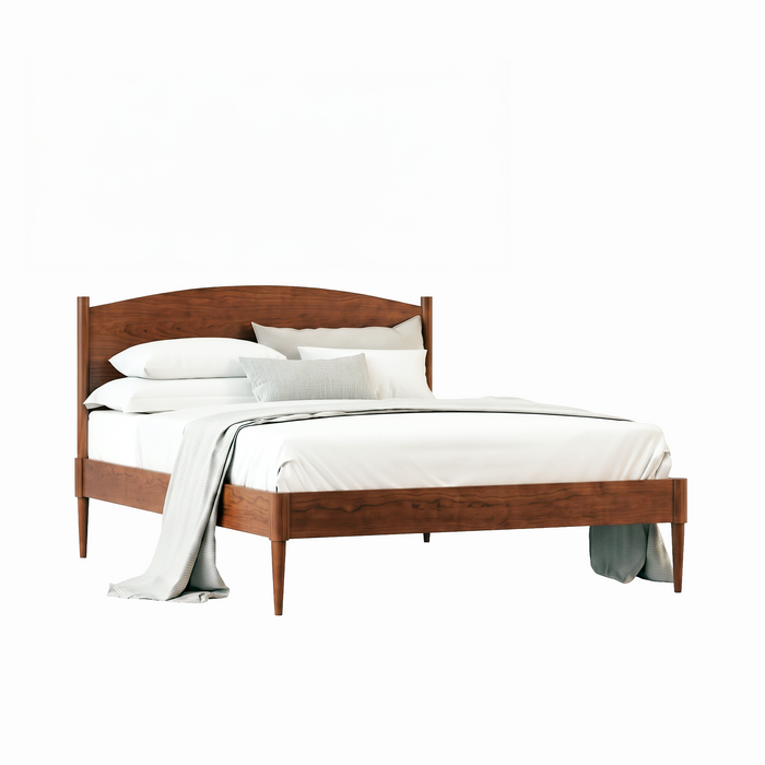 Amesbury Rounded Headboard Panel Bed Low Footboard — Cherry wood reference; selected finish may differ