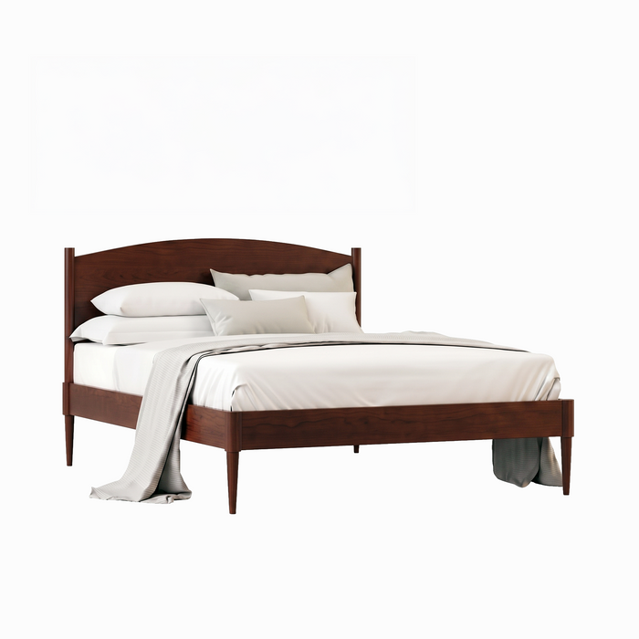 Amesbury Rounded Headboard Panel Bed Low Footboard — Cherry wood reference; selected finish may differ