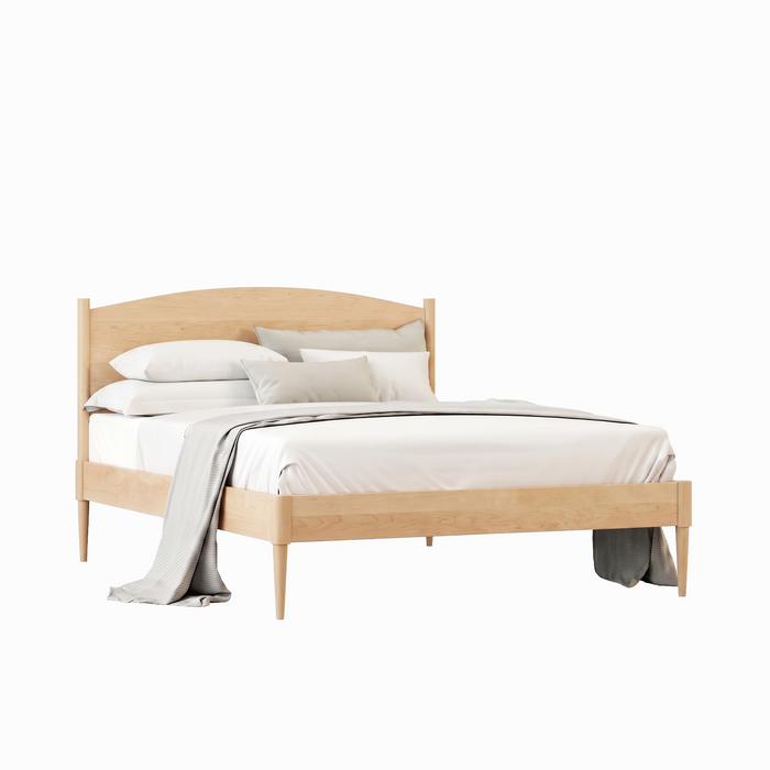 Amesbury Rounded Headboard Panel Bed Low Footboard — Maple wood reference; selected finish may differ