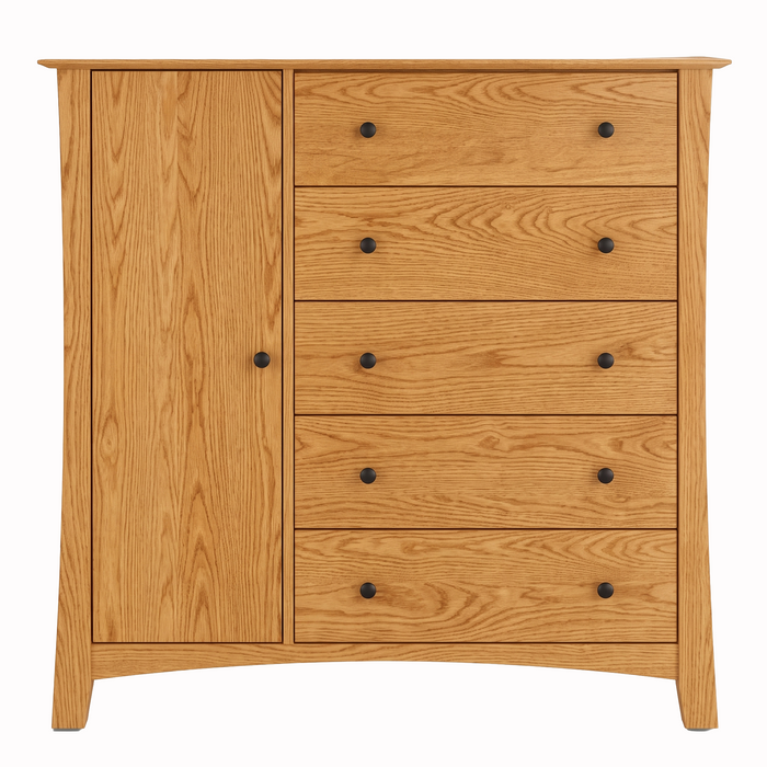 Armstrong Five Drawer Armoire — Oak wood reference; selected finish may differ