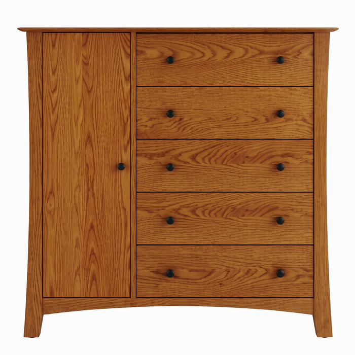 Armstrong Five Drawer Armoire — Oak wood reference; selected finish may differ