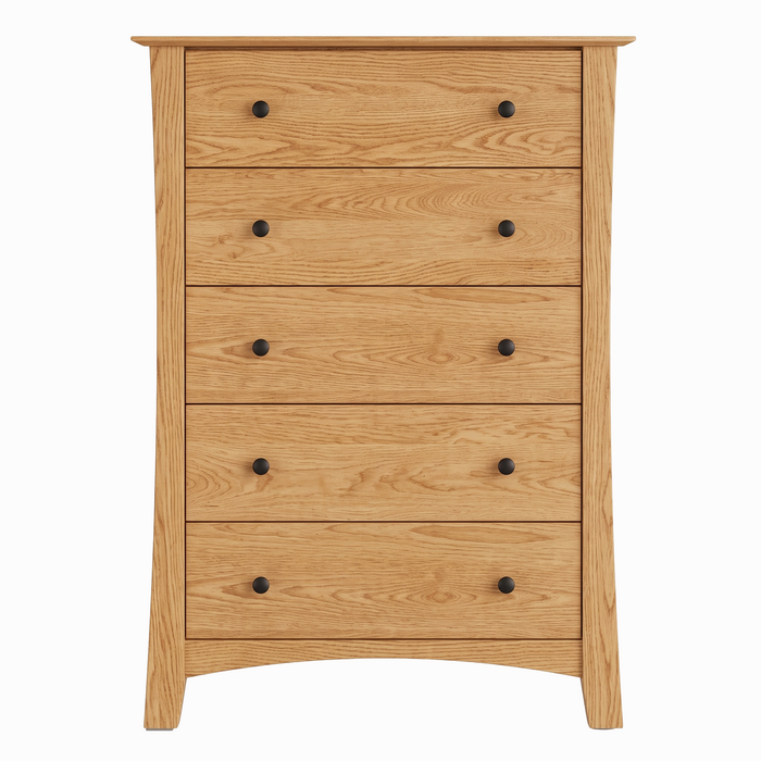 Armstrong Five Drawer Chest — Oak wood reference; selected finish may differ