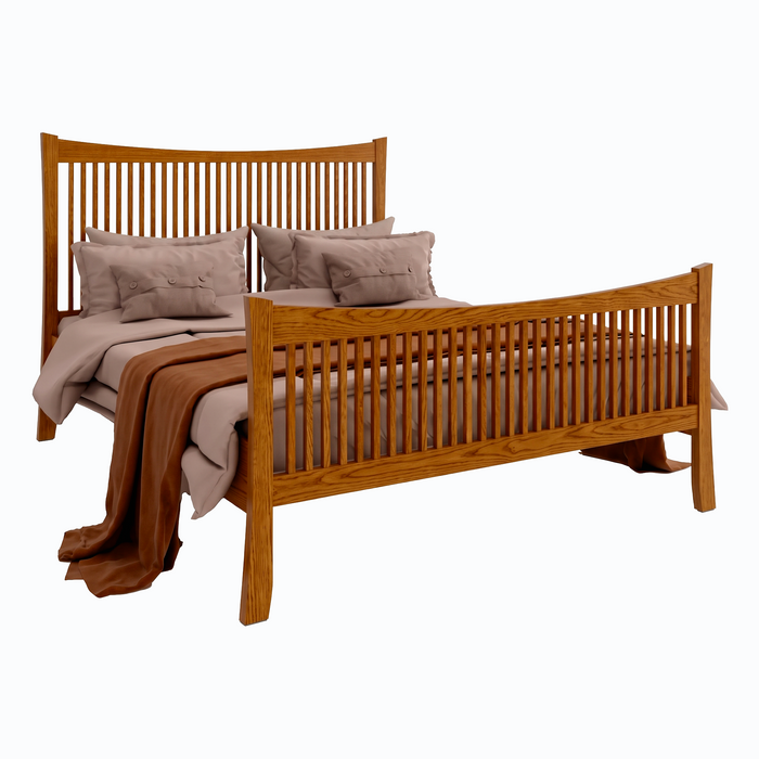 Armstrong Spindle Bed High Footboard — Oak wood reference; selected finish may differ