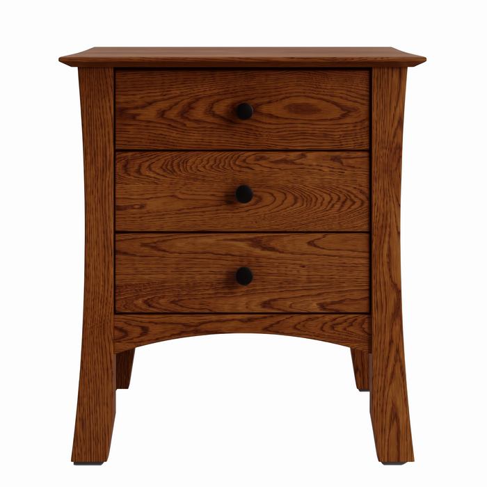 Armstrong Three Drawer Nightstand — Oak wood reference; selected finish may differ