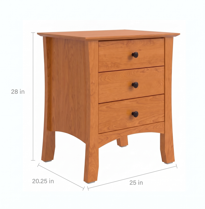 Armstrong Three Drawer Nightstand — supplier reference image 2; selected finish may differ