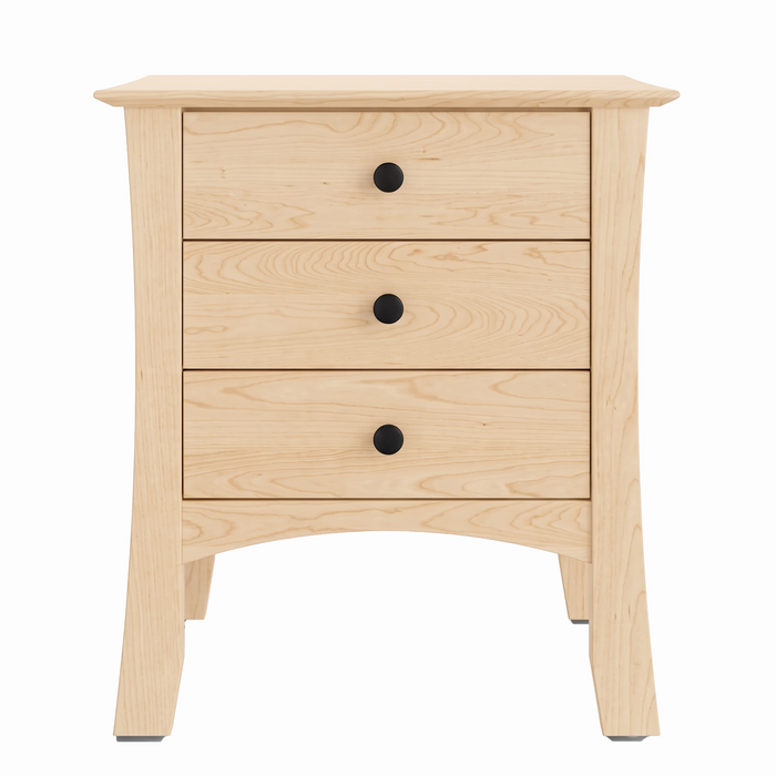 Armstrong Three Drawer Nightstand — Maple wood reference; selected finish may differ