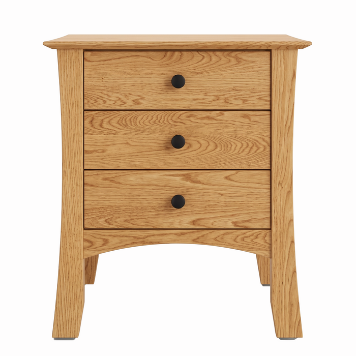 Armstrong Three Drawer Nightstand — Oak wood reference; selected finish may differ