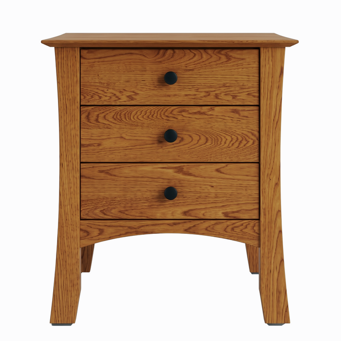 Armstrong Three Drawer Nightstand — Oak wood reference; selected finish may differ