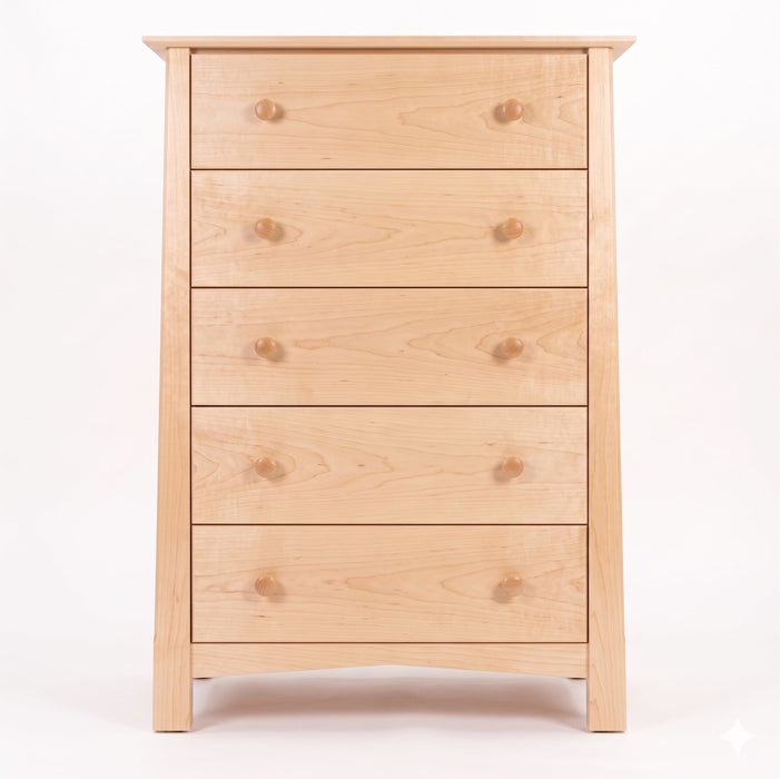 Benson Five Drawer Chest — Maple wood reference; selected finish may differ