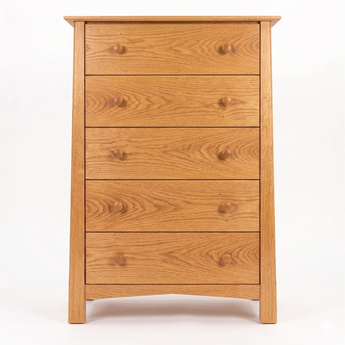 Benson Five Drawer Chest — Oak wood reference; selected finish may differ