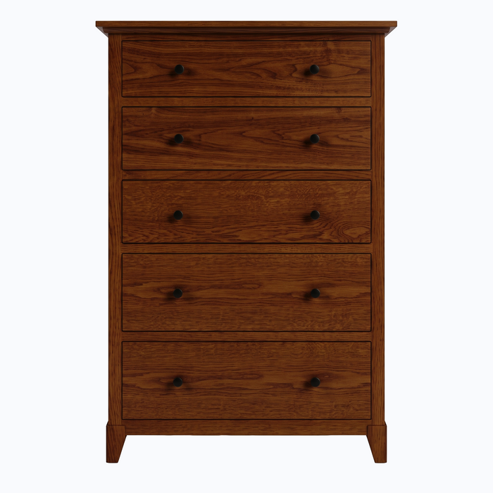 Cabot Five Drawer Chest — Oak wood reference; selected finish may differ