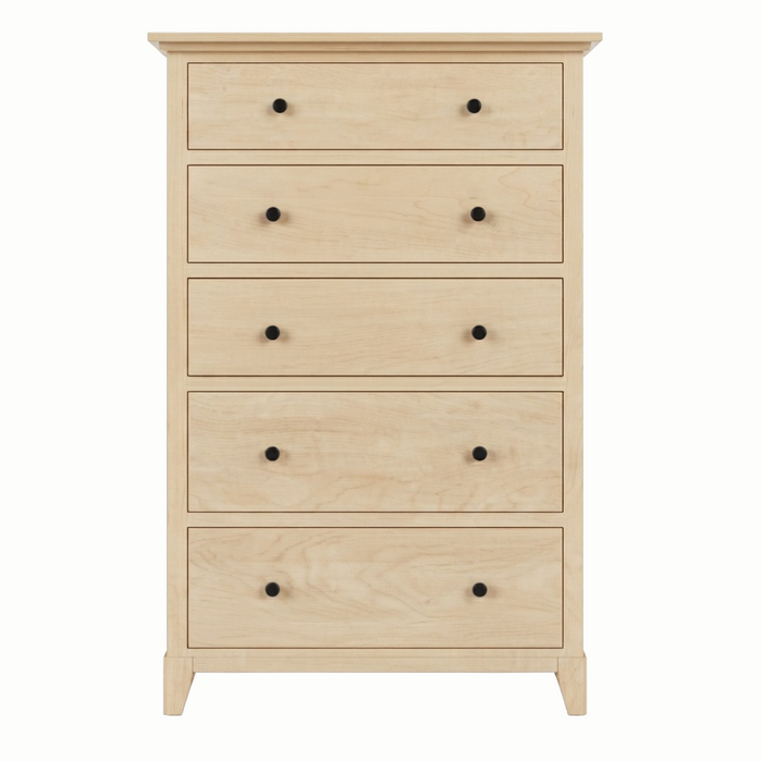 Cabot Five Drawer Chest — Maple wood reference; selected finish may differ
