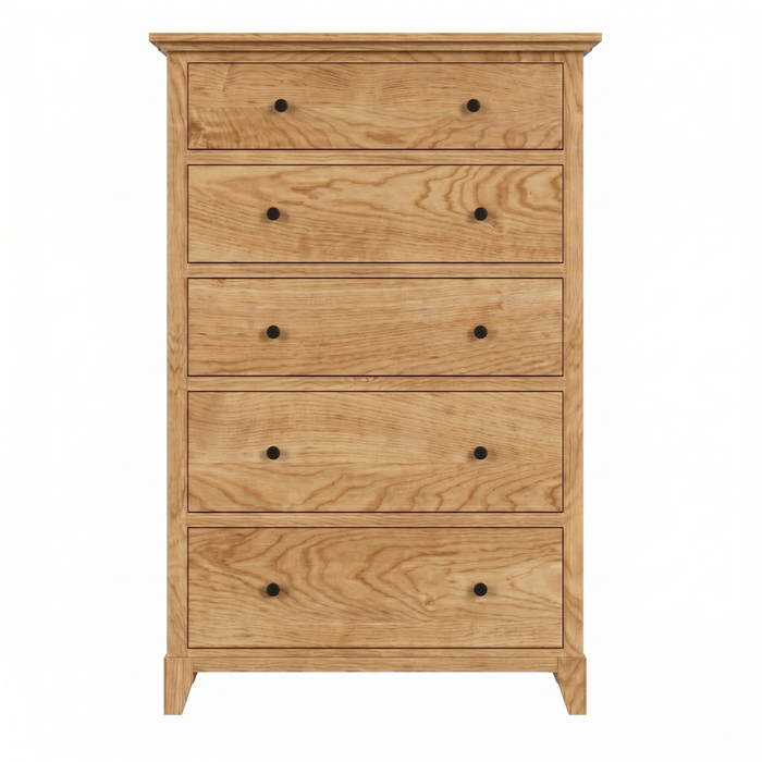 Cabot Five Drawer Chest — Oak wood reference; selected finish may differ
