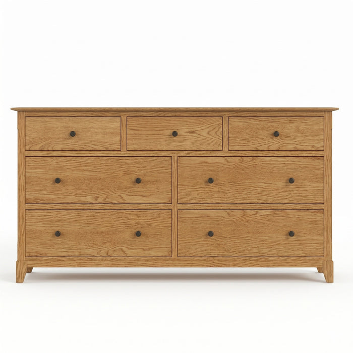 Cabot Seven Drawer Dresser — Oak wood reference; selected finish may differ