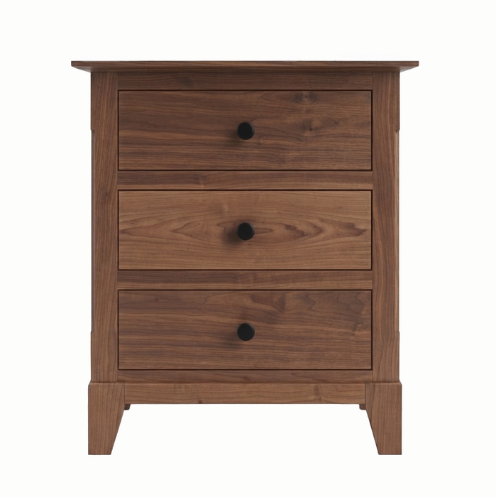 Cabot Three Drawer Nightstand — Walnut wood reference; selected finish may differ