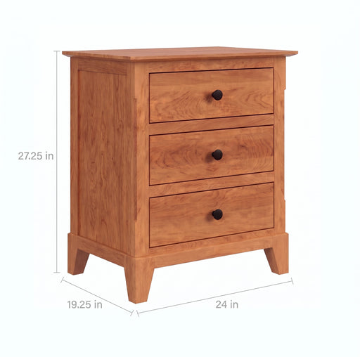 Cabot Three Drawer Nightstand — supplier reference image 2; selected finish may differ