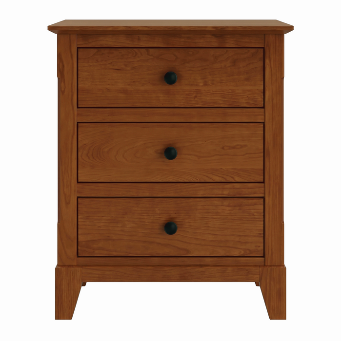 Cabot Three Drawer Nightstand — Cherry wood reference; selected finish may differ