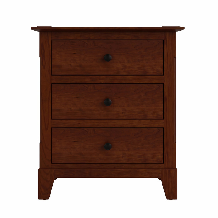 Cabot Three Drawer Nightstand — Cherry wood reference; selected finish may differ