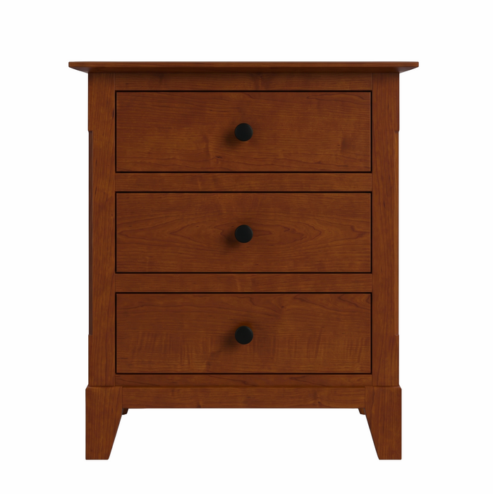 Cabot Three Drawer Nightstand — Maple wood reference; selected finish may differ