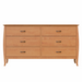 Cascade Six Drawer Double Dresser — Cherry wood reference; selected finish may differ