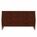 Cascade Six Drawer Double Dresser — Cherry wood reference; selected finish may differ
