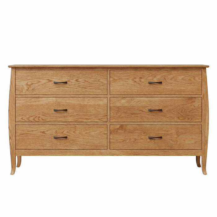 Cascade Six Drawer Double Dresser — Oak wood reference; selected finish may differ