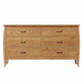Cascade Six Drawer Double Dresser — Oak wood reference; selected finish may differ