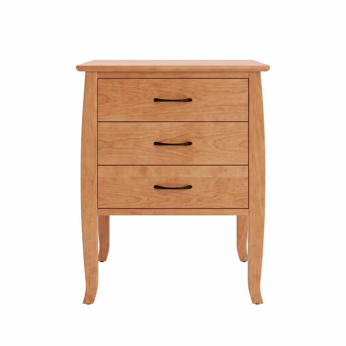 Cascade Three Drawer Nightstand — Cherry wood reference; selected finish may differ
