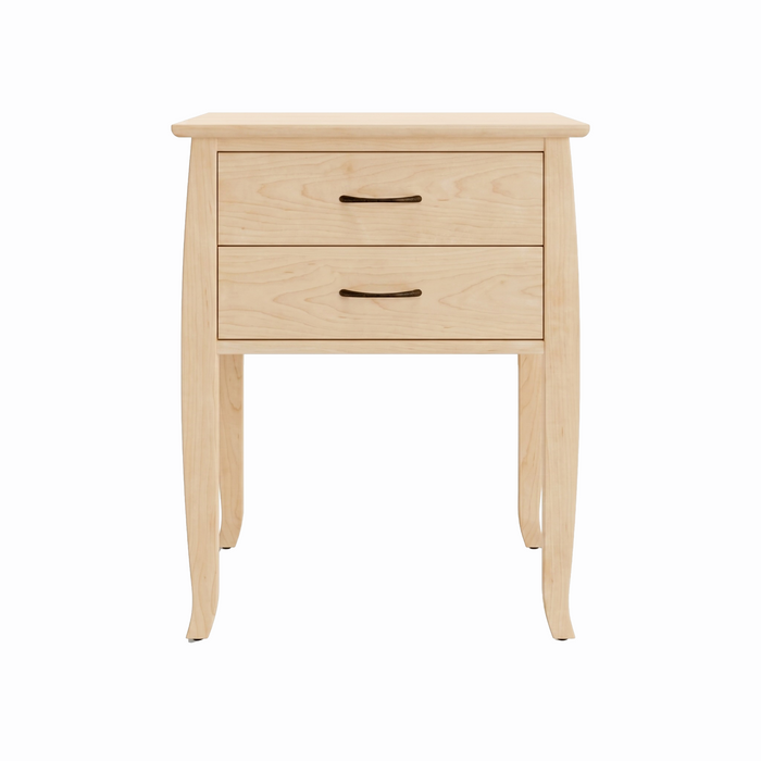 Cascade Two Drawer Nightstand — Maple wood reference; selected finish may differ