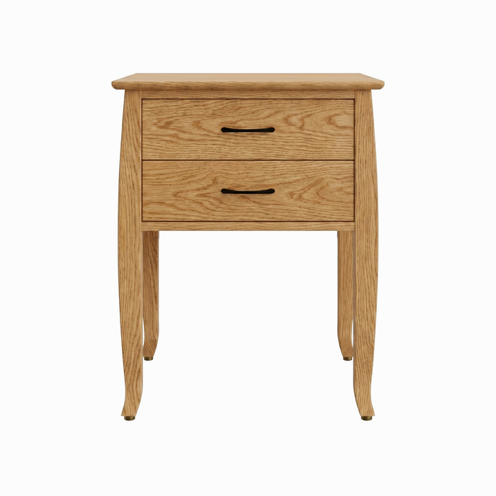 Cascade Two Drawer Nightstand — Oak wood reference; selected finish may differ