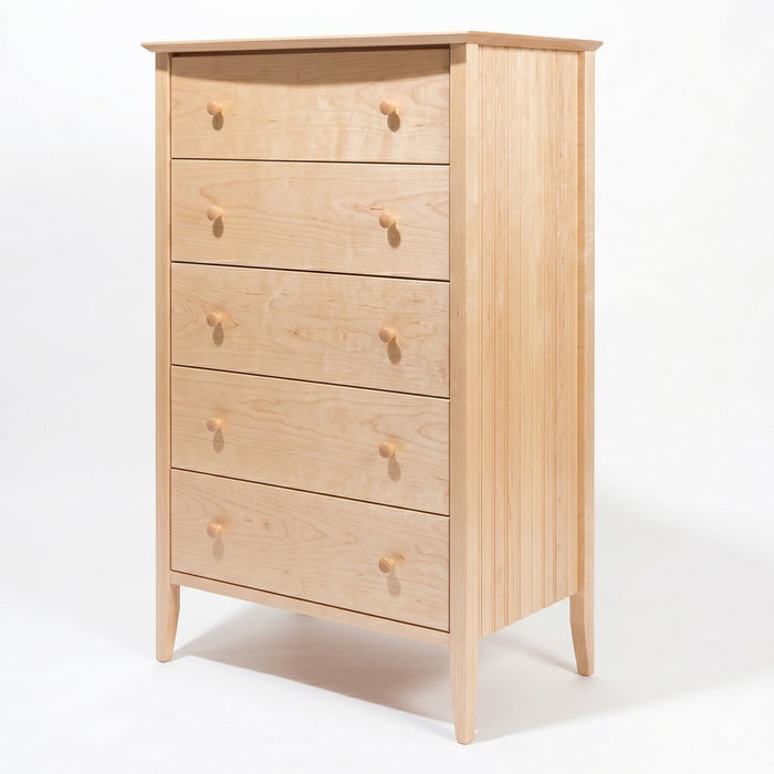 Coastal Five Drawer Chest — Maple wood reference; selected finish may differ