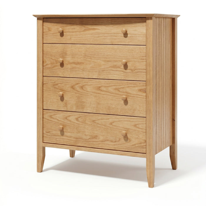 Coastal Four Drawer Chest — Oak wood reference; selected finish may differ