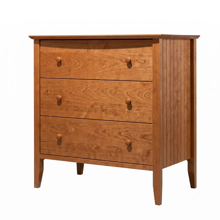 Coastal Three Drawer Chest — Cherry wood reference; selected finish may differ