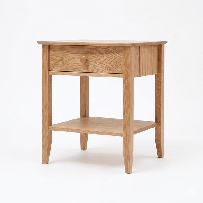 Coastal One Drawer Nightstand — Oak wood reference; selected finish may differ