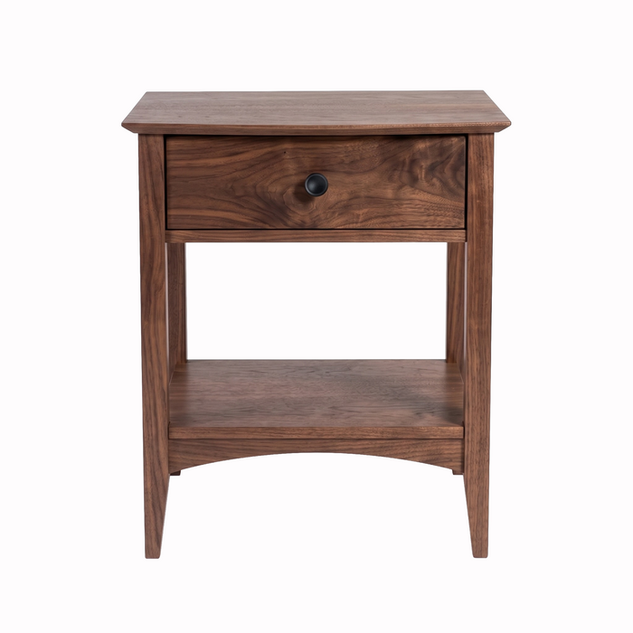 Traditional One Drawer Nightstand — Walnut wood reference; selected finish may differ