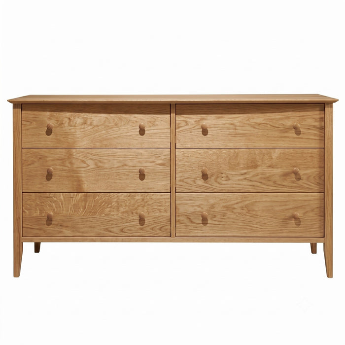 Cottage Six Drawer Dresser — Oak wood reference; selected finish may differ